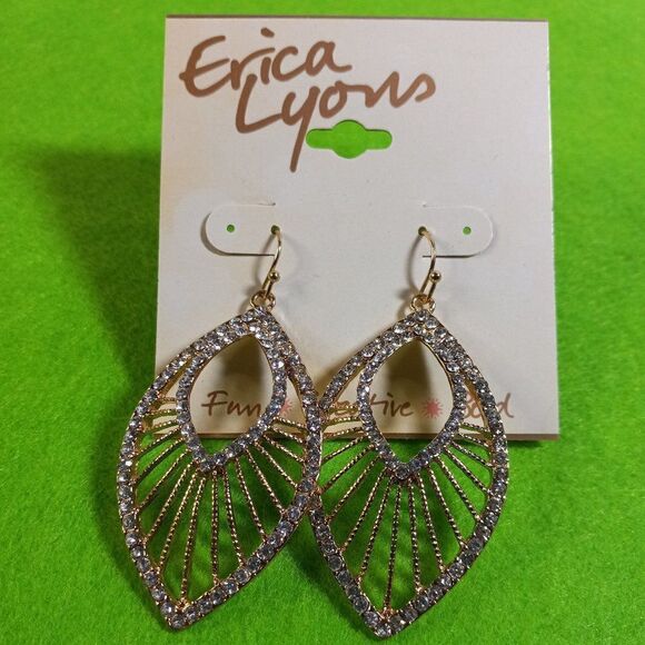 NWT Erica Lyons Gold tone Peak-a-Boo Earrings - Picture 1 of 5
